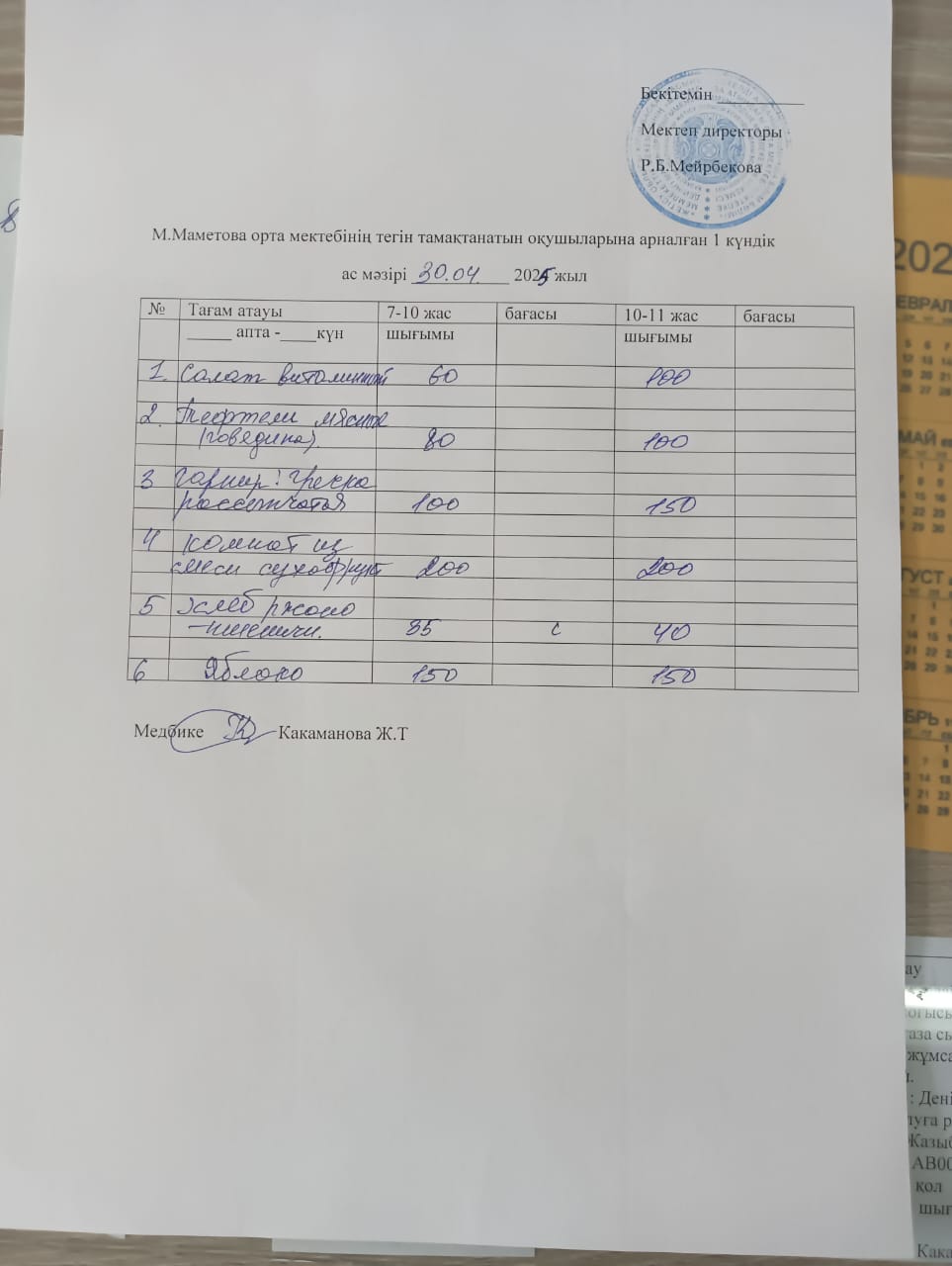 Ас мәзірі